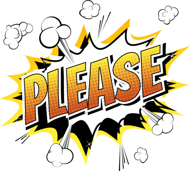Please - Comic book style word. Please - Comic book style word on comic book abstract background. book dedication stock illustrations