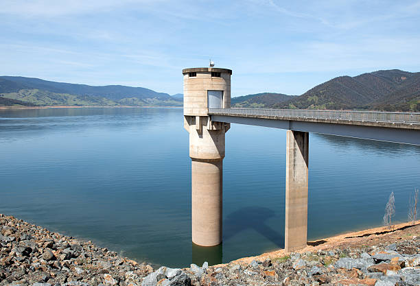 An abandoned tower at a water reservoir.
