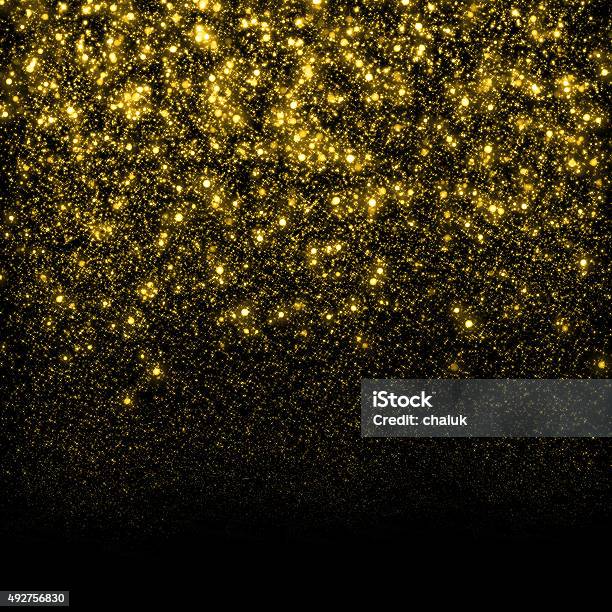 Gold Glittering Sparks Background Stock Photo - Download Image Now - Backgrounds, Celebration, 2015