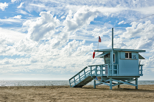 Lifeguard hut on the beach on a picturesque day