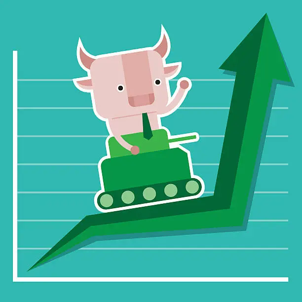 Vector illustration of Illustration of bull symbol of stock market trend.