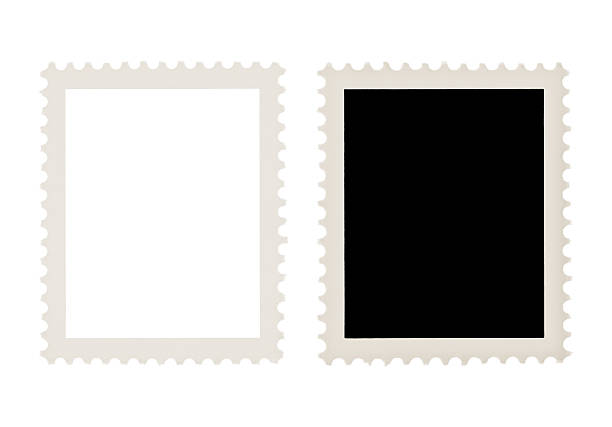 Postage Stamps Two Postage Stamps with white and black centers isolated on white postage stamp photos stock pictures, royalty-free photos & images