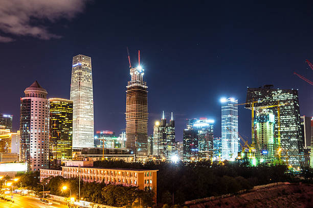 istock Night on Beijing Central Business district buildings skyline 492763168