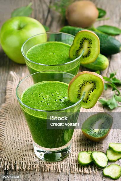 Kiwi And Cucumber Smoothie Stock Photo - Download Image Now - 2015, Antioxidant, Apple - Fruit