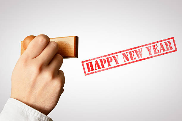 istock Happy New Year with Rubber Stamp 492778674