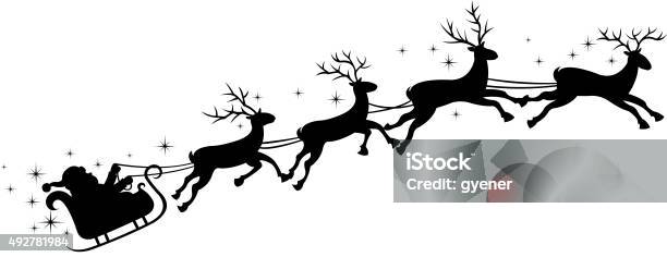 Santas Sleigh Stock Illustration - Download Image Now - Animal Sleigh, Santa Claus, In Silhouette