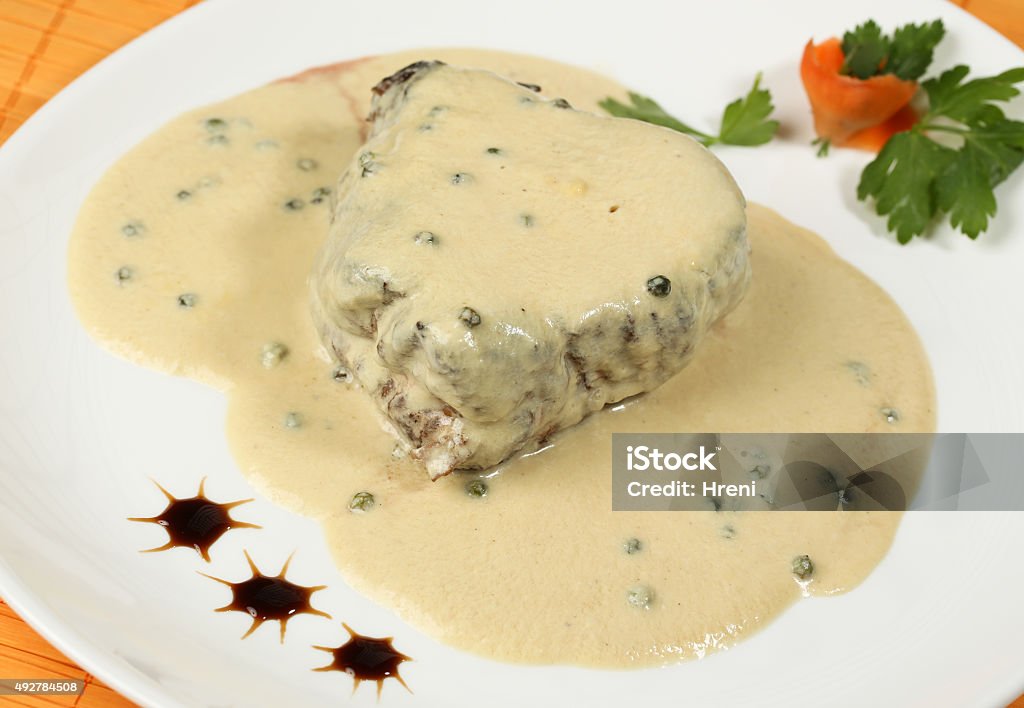 Beef steak with pepper sauce 2015 Stock Photo