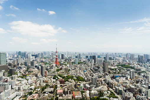 Cityscape of Tokyo, Tokyo Tower, Shiba Park, Mori Tower, Minato Tokyo .