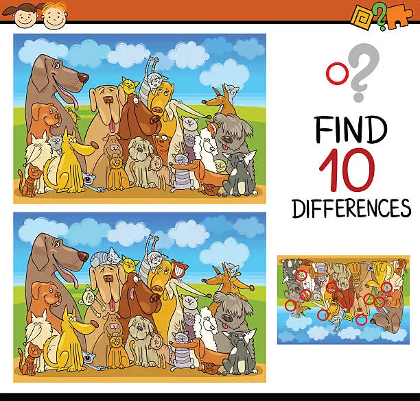 Vector illustration of differences task for preschoolers