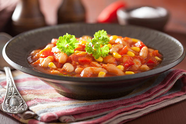 istock mexican veggie chilli in plate 492787824