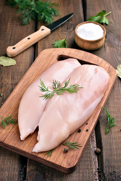 Raw chicken meat Raw chicken meat on cutting board pink pepper spice ingredient stock pictures, royalty-free photos & images