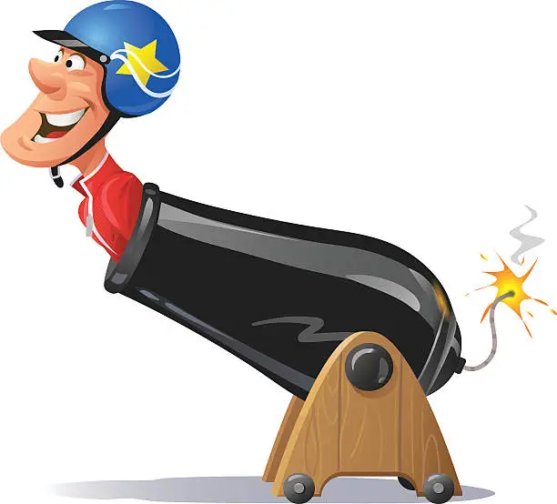 Vector illustration of Human Cannonball