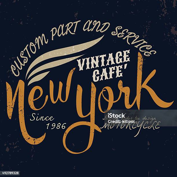 New York Vintage Motor Typographic For Tshirt Design Tee Graphi Stock Illustration - Download Image Now