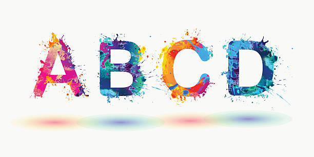 алфавита. буквы a, b, c и d. - child multi colored painting art stock illustrations