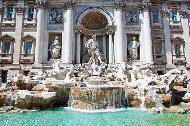 View of the Trevi Fountain in Rome, Italy. stock photo