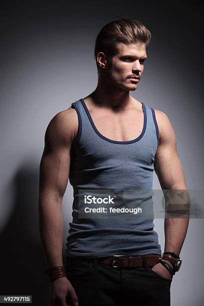 Muscular Man With Hand In Pocket Stock Photo - Download Image Now - Adult, Adults Only, Beautiful People