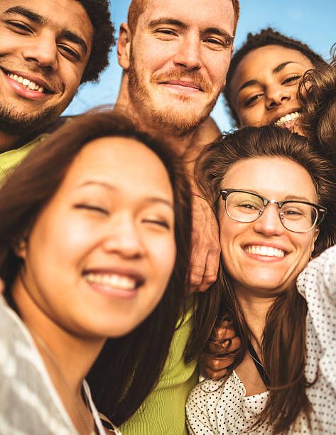 istock Group of friends laughing and doing a selfie 492798369