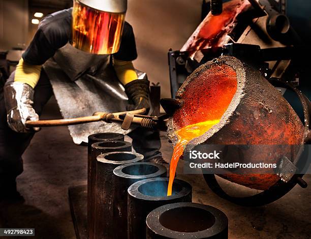 Liquid Molten Steel Industry Stock Photo - Download Image Now - Foundry, Steel Mill, Melting