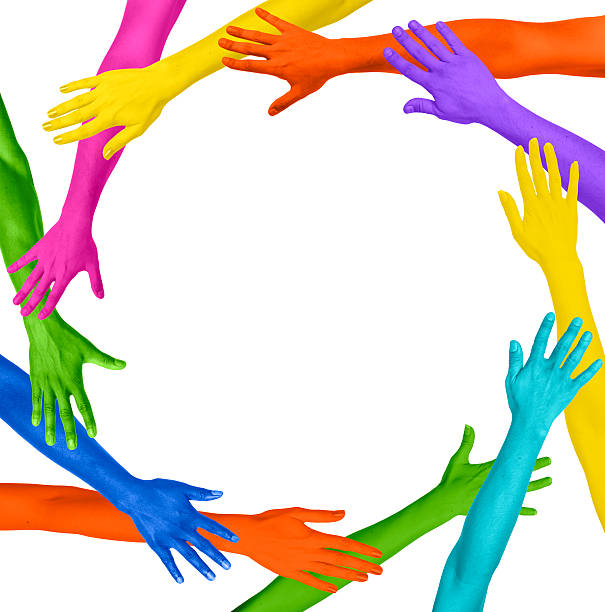 istock Colourful Arms Forming a Circle and Copy Space 492799117