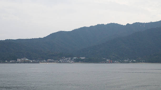Itsukushima shrine and Miyajima island from sea