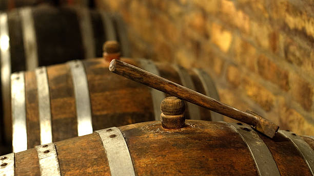 istock Wine barrel in the vine cellar 492806986
