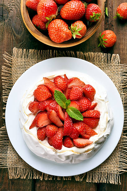 Pavlova meringue cake stock photo