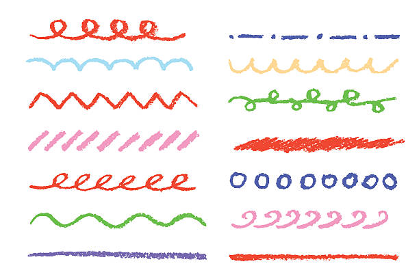 Set of colorful stripes isolated on white Child's drawing of stripes isolated on white. Pastel chalk crayon hand drawn design elements, vector crayon stock illustrations