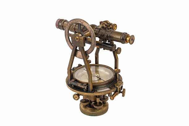 istock Vintage Surveyor's Level (Transit, Theodolite) with Compass isolated on White. 492809252