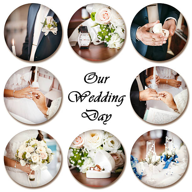 istock Collage of wedding photos on white background 492811830