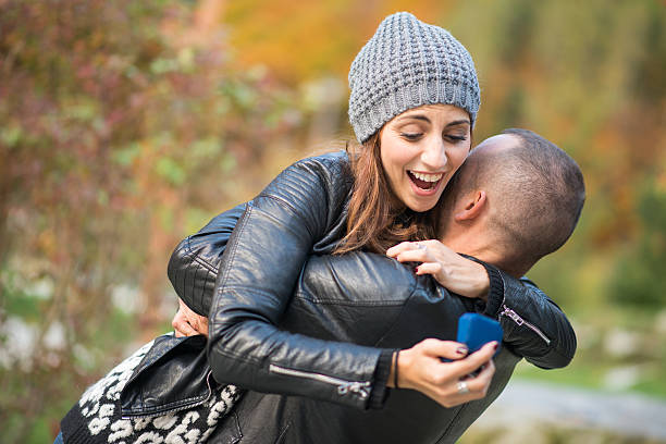 istock Autumn outdoor wedding proposal engagement 492811896