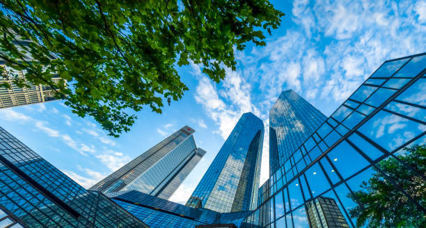 istock Modern skyscrapers in business district against blue sky 492812986