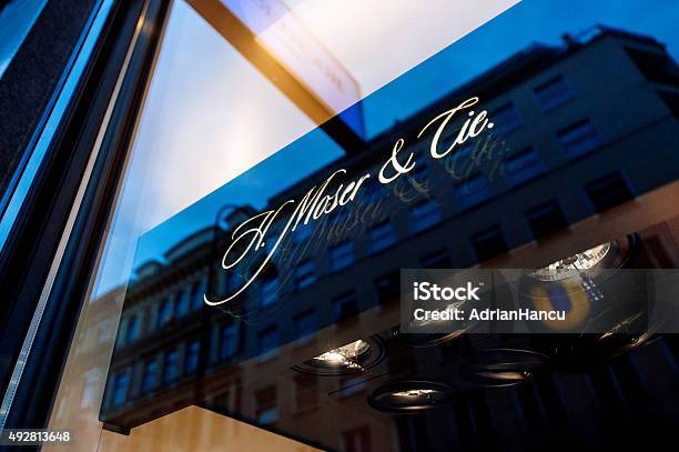 H Moser And Cie Sign Stock Photo - Download Image Now - 2015, Advertisement, Arts Culture and Entertainment