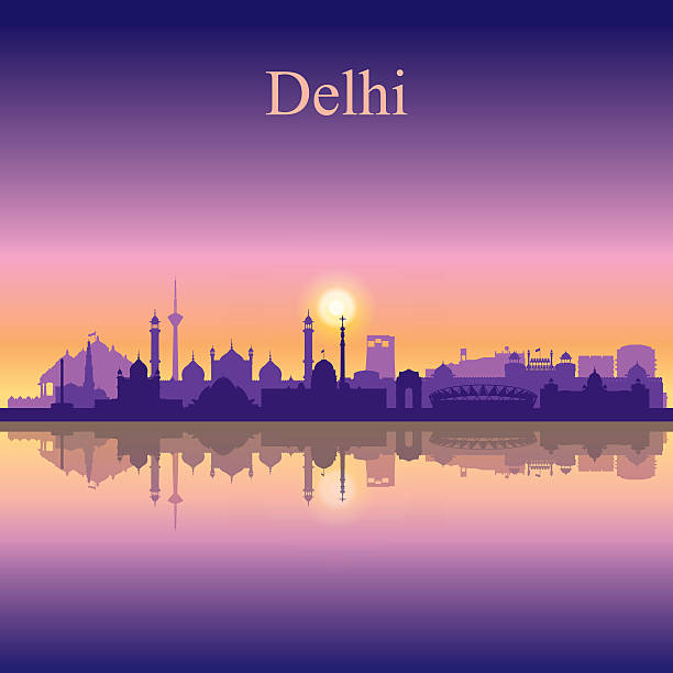 デリーの街並みのシルエットの背景 - delhi点のイラスト素材／クリップアート素材／マンガ素材／アイコン素材