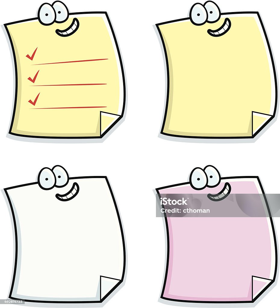 Cartoon Message Note Note Smiling Stock Illustration - Download Image Now - Adhesive Note ...