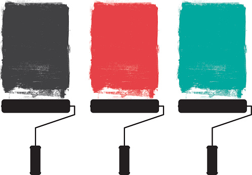Vector illustration of paint-roller and grunge paints. All design elements are layered and grouped. Simple gradient was used. Aics3 and Hi-res jpg files are also included.