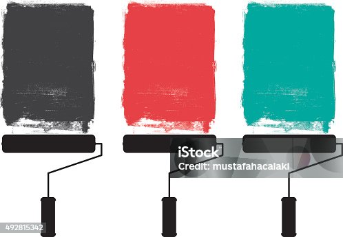 istock Paint roller and grunge paints 492815342