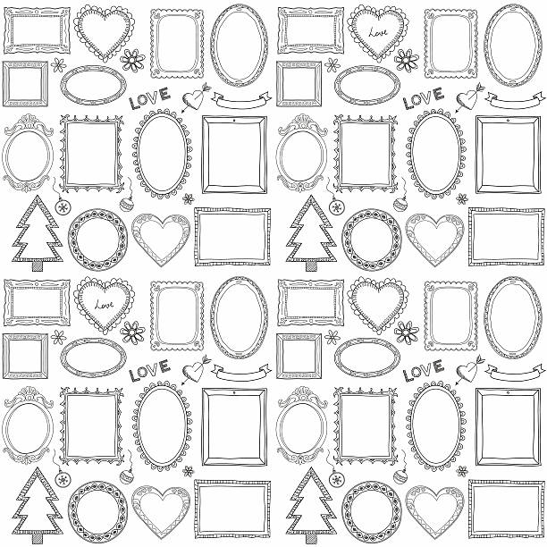 Seamless doodle frame set Seamless doodle frame set. Vector illustration. valentines day holiday photos stock illustrations