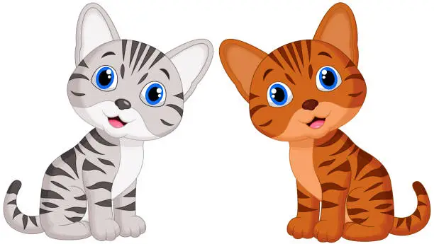 Vector illustration of Cute baby cat cartoon