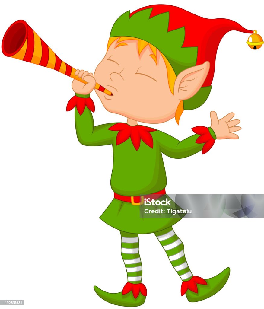 Elf cartoon with trumpet Vector illustration of Elf cartoon with trumpet  Boys stock vector