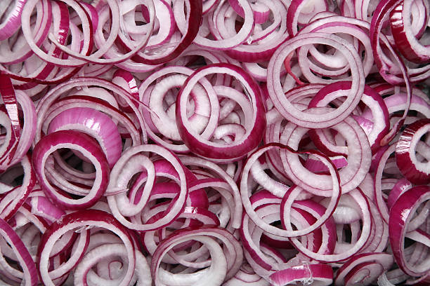 Sliced Red Onion Sliced Red Onion onion layer stock pictures, royalty-free photos & images