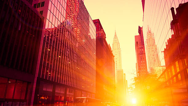 Crysler building, New York Sunset, Crysler building, New York warm sunset stock pictures, royalty-free photos & images