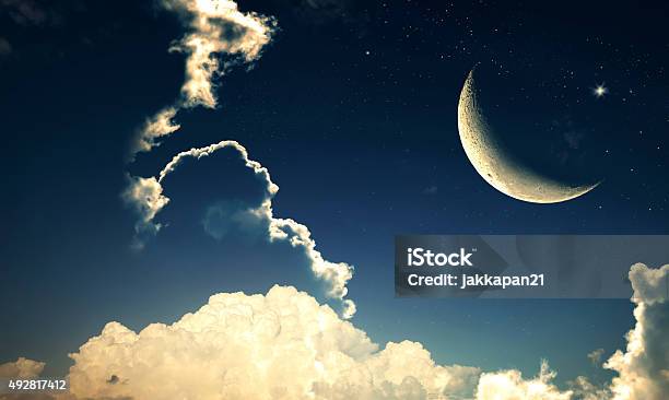 Night Sky Stock Photo - Download Image Now - Crescent, Moon, Sunset