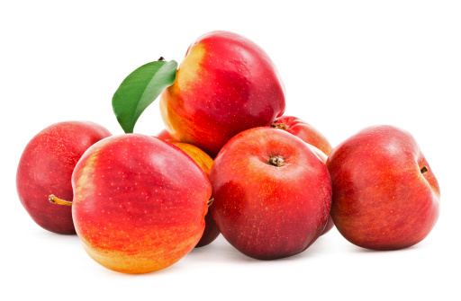 Red fresh apples . Isolation on a white background with clipping paths, increase focus zone folding multiple photos