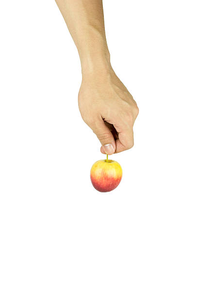 istock man hand on isolated background holding a red apple 492817862