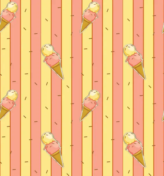 Vector illustration of seamless design with icecreams