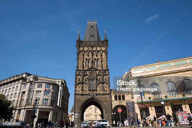 Powder Tower In Prague Czech Republic Stock Photo - Download Image Now - Building Exterior, Built Structure, Capital Cities