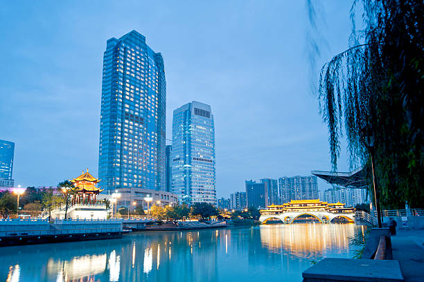 istock China Chengdu bridges night, night Hejiangting 492820635