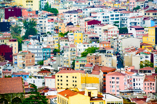 Colourful houses and residential blocks inIstanbul, Turkey.