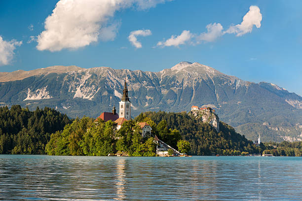 istock Island at Lake Bled at a sunny day, Slovenia 492853258