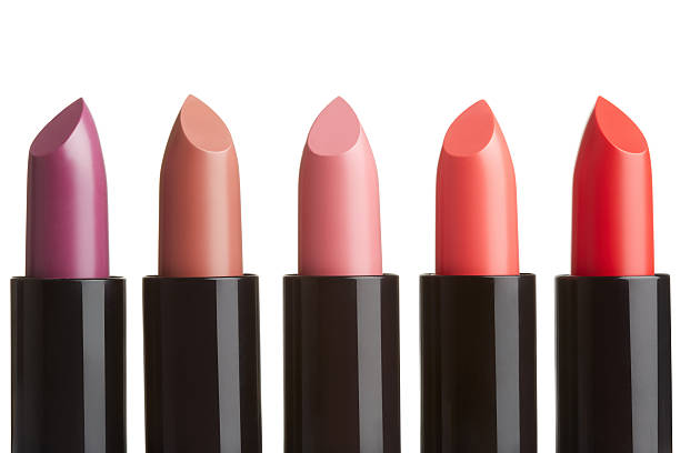 lipstick collection on white - lipstick bildbanksfoton och bilder